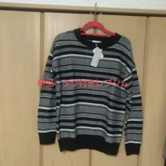 新品！レプシムブラックとホワイトのボーダー長袖セーター