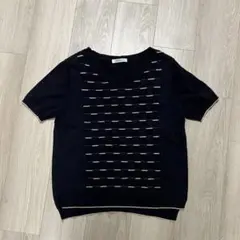 NEWYORKER ネイビー 半袖ニット L