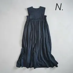 【美品】N.　コットンボイルVネックボリュームワンピース　ブラック　綿100%