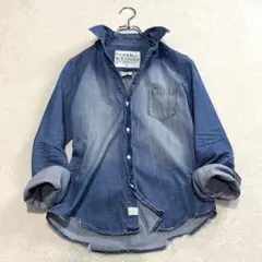 フランク＆アイリーン　バリー　スキッパー　デニムシャツ　USA製　ダメージ加工