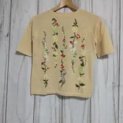 49AVジュンコシマダ 　花柄刺繍 　半袖ニットトップス　 38 　新品のサムネイル