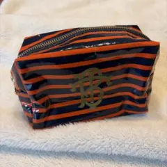 TORY BURCH ポーチ ネイビー×オレンジ ボーダー　ナイロン