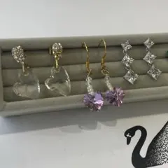 Swarovski クリスタルピアス 3セット