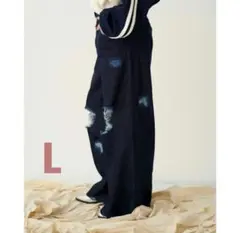 GIDEAL. clash lamé denim pants indigo 3