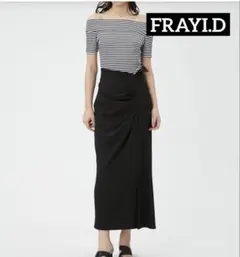 FRAY I.Dフレイアイディー　タックディティールアシメストレートスカート　黒