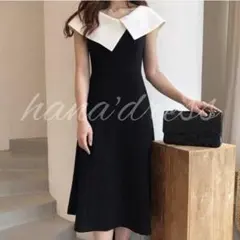 オケージョンワンピース　ノースリーブ　黒 パーティードレス 結婚式　お呼ばれ