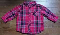 【OLD NAVY】80　チェック柄 長袖シャツ　黒　グレー　赤　カッターシャツ