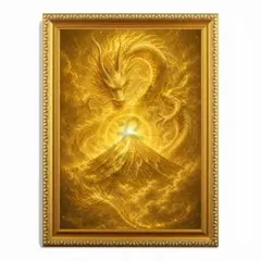 ゴールドドラゴンのファンタジーアートポスターa4額付き発送 - メルカリ