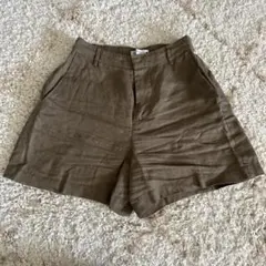ZARA リネンショートパンツ　カーキ　サイズXS