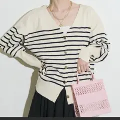 【⭐︎美品⭐︎】シェリーアイランド　ボーダー　Vネックカーディガン 長袖　春　秋のサムネイル