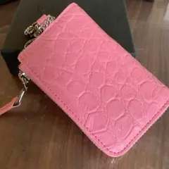 ピンク クロコダイルキーケース