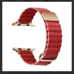 【新品未使用】Apple Watch マグネット式 PUレザー バンド レッド