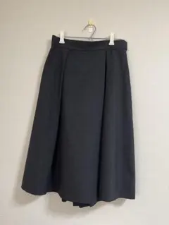 ダークグレー フレアスカート風キュロット ウール混紡