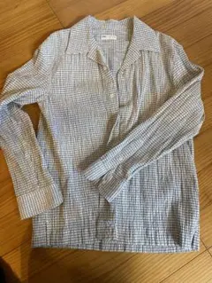 ZARA チェック柄 長袖シャツ オープンカラー Mサイズ　シワ素材のサムネイル