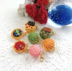 ミニチュア，フェイクスイーツ♡ケーキ・タルト チャーム(7点)アクセサリー