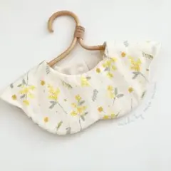 ●残り１点●ハンドメイド　わたあめスタイ　ミモザ　イエロー　花柄　女の子