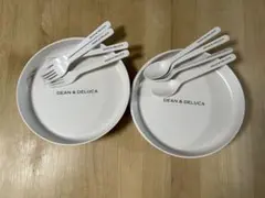 未使用☆DEAN&DELUCA バンブー 皿&スプーン&フォーク 4人分☆