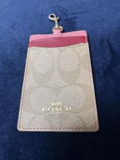 COACH レザー パスケース ベージュ ピンク