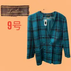 Lelianターコイズ・ブラウンチェック 9号 ジャケット レリアン