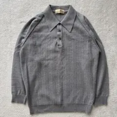 Vintage HARIS ニットポロシャツ グレー 90sレトロ