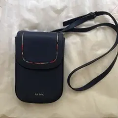 新品箱付【ポールスミス】レザー ストライプスロット スマホショルダー