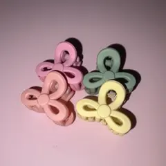 リボン　ミニヘアクリップ　4色セット