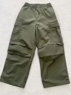 GUスーパーワイドカーゴパンツグリーンカーキ