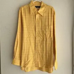 ダニエルクレミュ シャツ 長袖 イエロー チェック柄 XL 胸ポケット付き