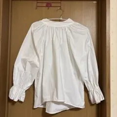 ホワイト バルーンスリーブ 長袖シャツ