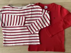 petit main 長袖カットソー 110cm 赤と白ストライプ