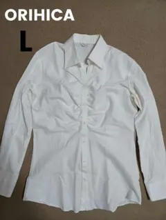 ORIHICA ギャザー入り シャツLサイズ