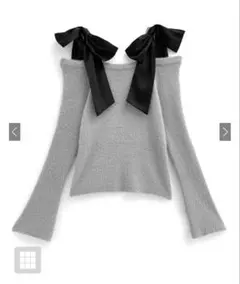 GRL オフショルダーリボンラメニットトップス　[kz610]