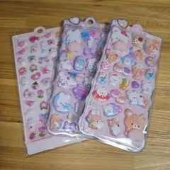 ぷっくりシール 3点セット かわいい 立体シール 韓国風 デコ