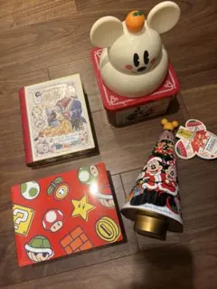 お菓子の空き缶 ディズニー マリオ 4つセット