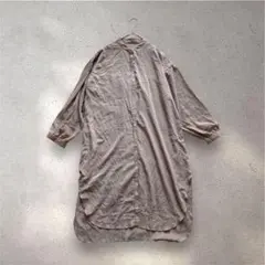 209✳︎ロングシャツ【M】ベージュ 長袖 チュニック　羽織　七分袖　ナチュラル