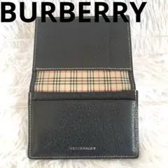 BURBERRY バーバリー ノバチェック柄 黒 レザー カード入れ 名刺入れ