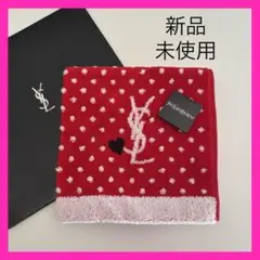 新品未使用❗️Yves Saint Laurent 赤ドット柄タオルハンカチ　ロゴ