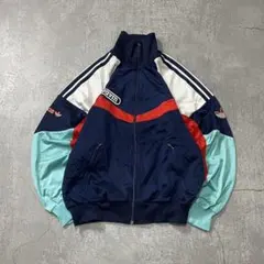90sオールドアディダストラックジャケットジャージ古着短丈トレフォイル刺繍ロゴ