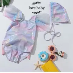 リボン 女の子水着 プール 水遊び　100サイズY u