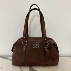 COACH コーチ　ブラウン レザー ミニボストンバッグ ロゴ付きのサムネイル