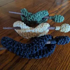 最終値下げ！ヘアアクセサリー　 3個セット　濃紺　オフホワイト　カーキグリーン