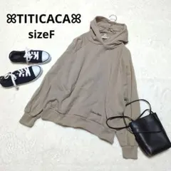 F125◎チチカカ ロゴ刺繍プルパーカー【F】ベージュ カジュアル ゆるだぼ