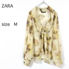 【ZARA】ブラウス 薄手 長袖 透け感 総柄 フェミニン 個性的 ゆったりのサムネイル