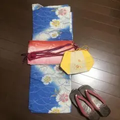 浴衣　セット　レディース　ブルー　セット