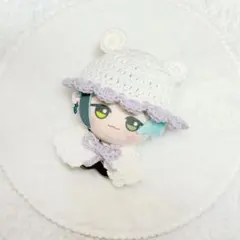 ぬい服 10cm 帽子＆ポンチョセット くま パープル 紫