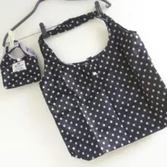 ◆73 極美品 未使用 レア Amour 水玉 ドット エコバッグ 黒 紫