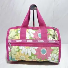 【美品】レスポートサック ミニボストンバッグ 花柄 鍵付き