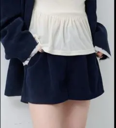 カスタネ　kastane　コーデュロイショートパンツ レディース　ネイビー