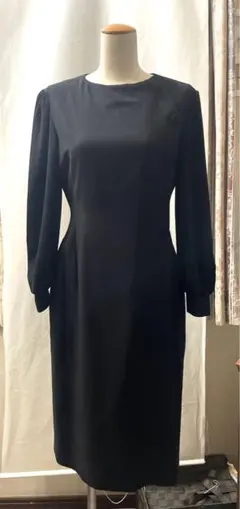 黒　フォーマル　喪服　ワンピース　M セレモニー　2種素材　ブラック