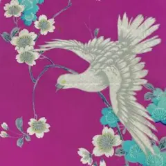 鳩と桜柄のアンティーク着物の解き